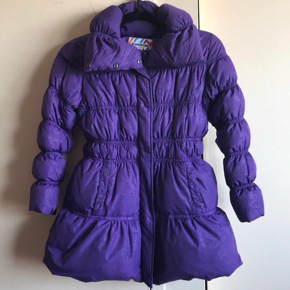 A pattern purple puffed jacket - Picture 2 of 6